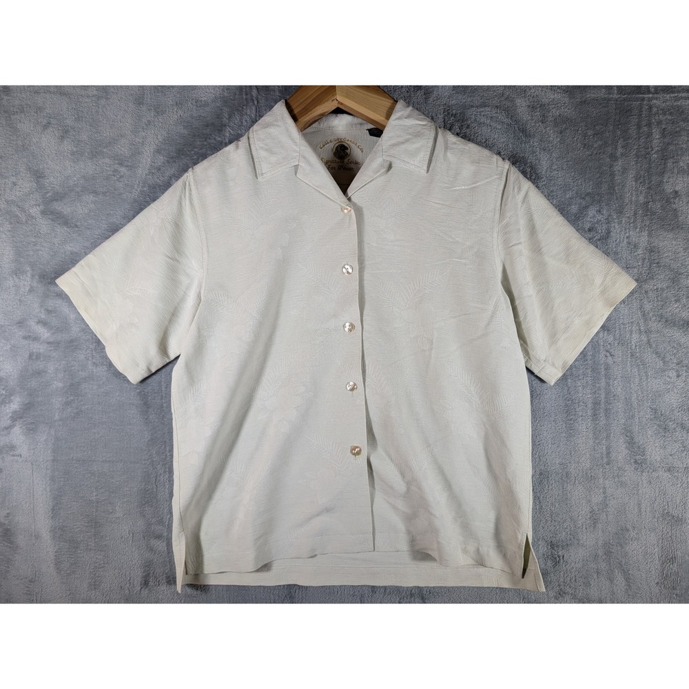 Eagle Dry Goods Women's Small Silk Tropical Hawaiian Camp Shirt Embroidered vtg